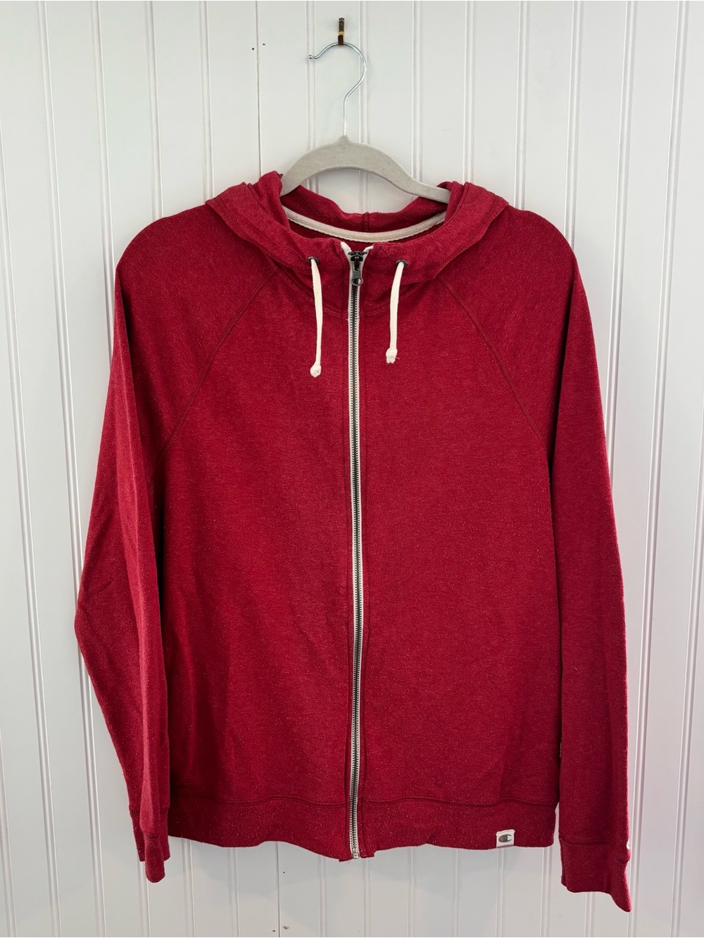 Champion Red Zip Hoodie with Cream Trim